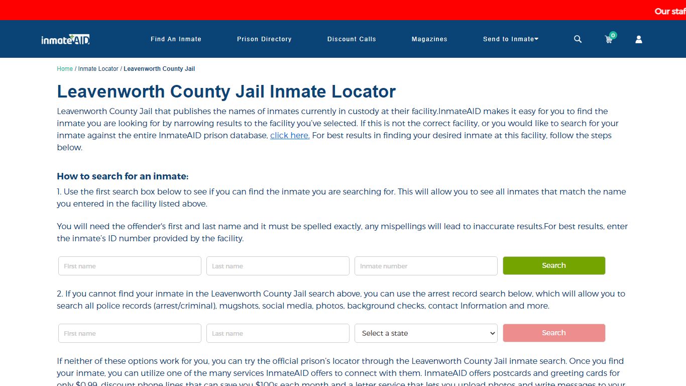 Leavenworth County Jail Inmate Locator - Help for Inmates ...